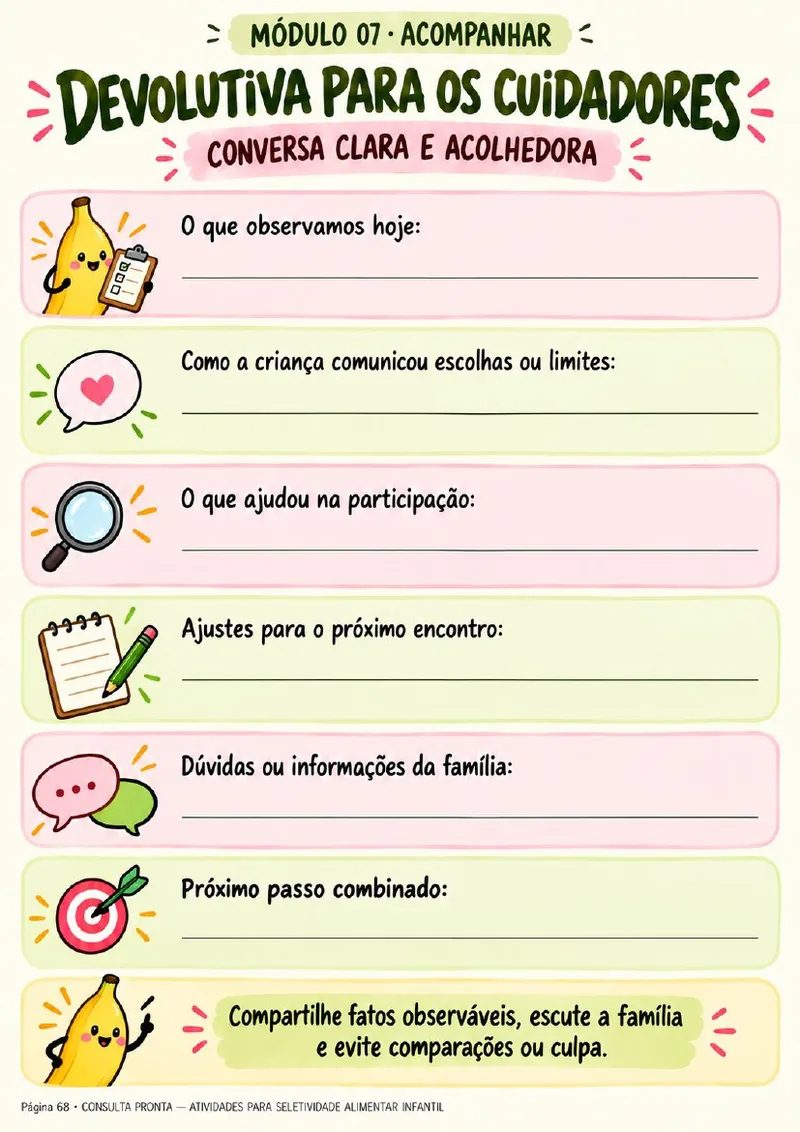 Folha real: devolutiva para os cuidadores
